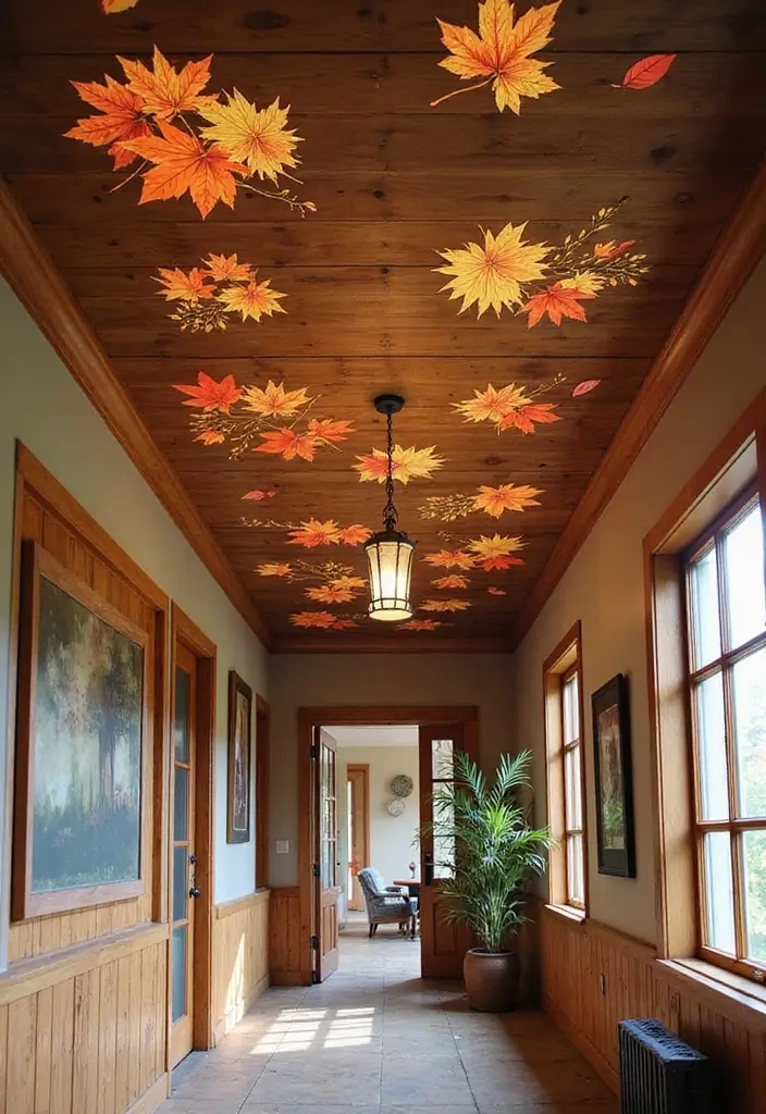 27 Fall Ceiling Designs for Hall That Feel Seasonal & Chic - 26. Ceiling Stencils for Artistic Flair