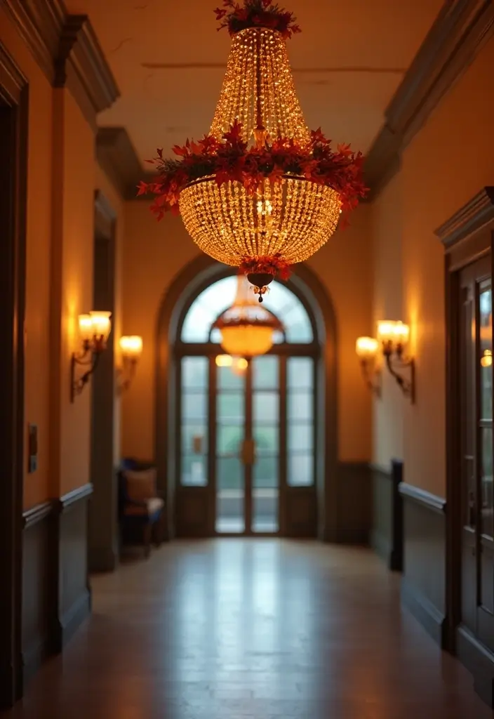 27 Fall Ceiling Designs for Hall That Feel Seasonal & Chic - 5. Elegant Chandeliers with Autumn Flair