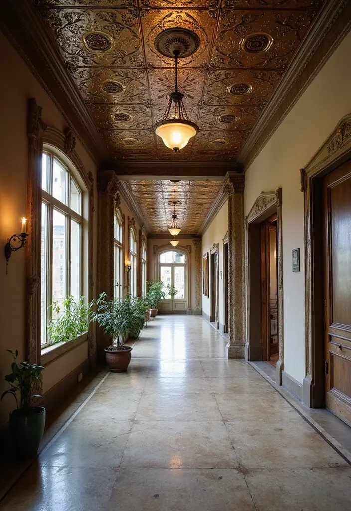 27 Hall Ceiling Designs Modern Homes Are Loving - 20. Vintage Tin Tiles