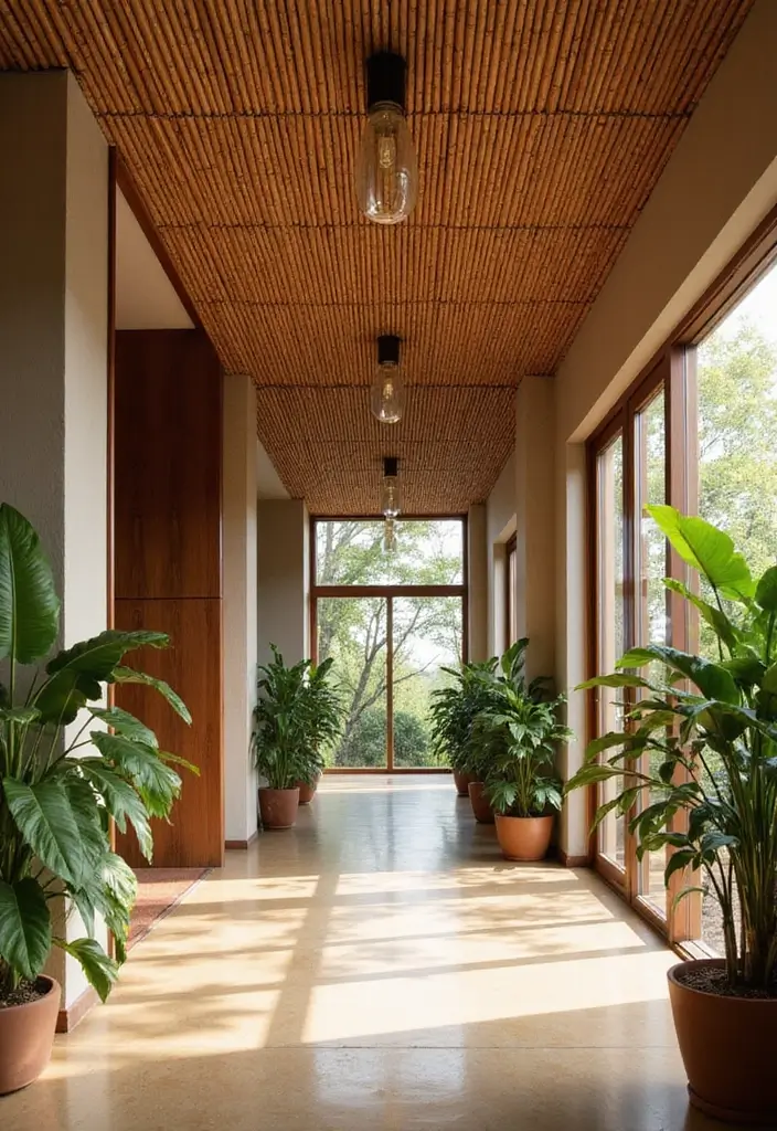 27 Hall False Ceiling Designs That Instantly Upgrade Interiors - 1. Bamboo Bliss