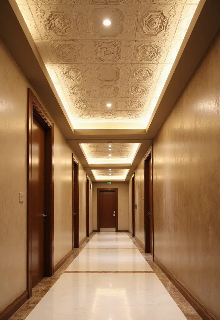 27 Hall False Ceiling Designs That Instantly Upgrade Interiors - 22. Textured Gypsum Panels