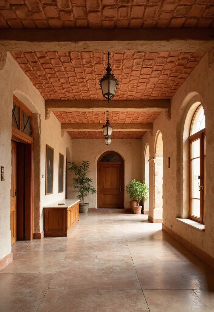 27 Hall False Ceiling Designs That Instantly Upgrade Interiors - 24. Rustic Terracotta Tiles