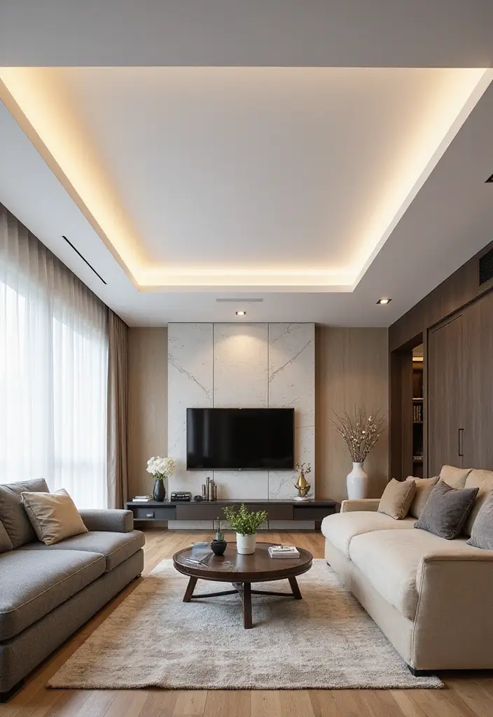 27 POP False Ceiling Designs That Modern Homes Love - 1. Sleek Linear Designs