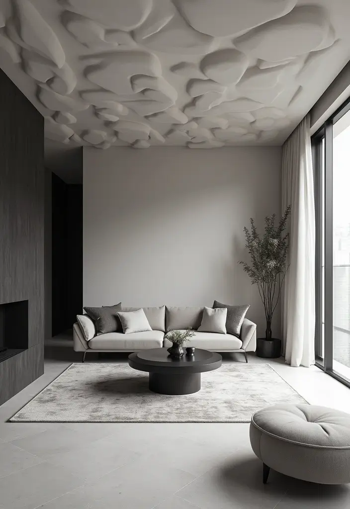 27 POP False Ceiling Designs That Modern Homes Love - 8. Monochrome Magic