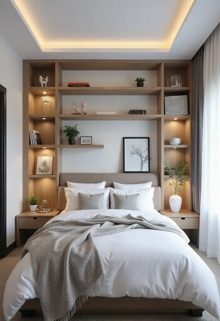 27 Tray Ceiling Bedroom Ideas That Look Sophisticated - 20. Functional Shelving