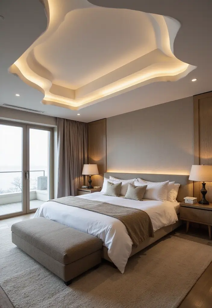 27 Tray Ceiling Bedroom Ideas That Look Sophisticated - 21. Layered Ceiling Heights