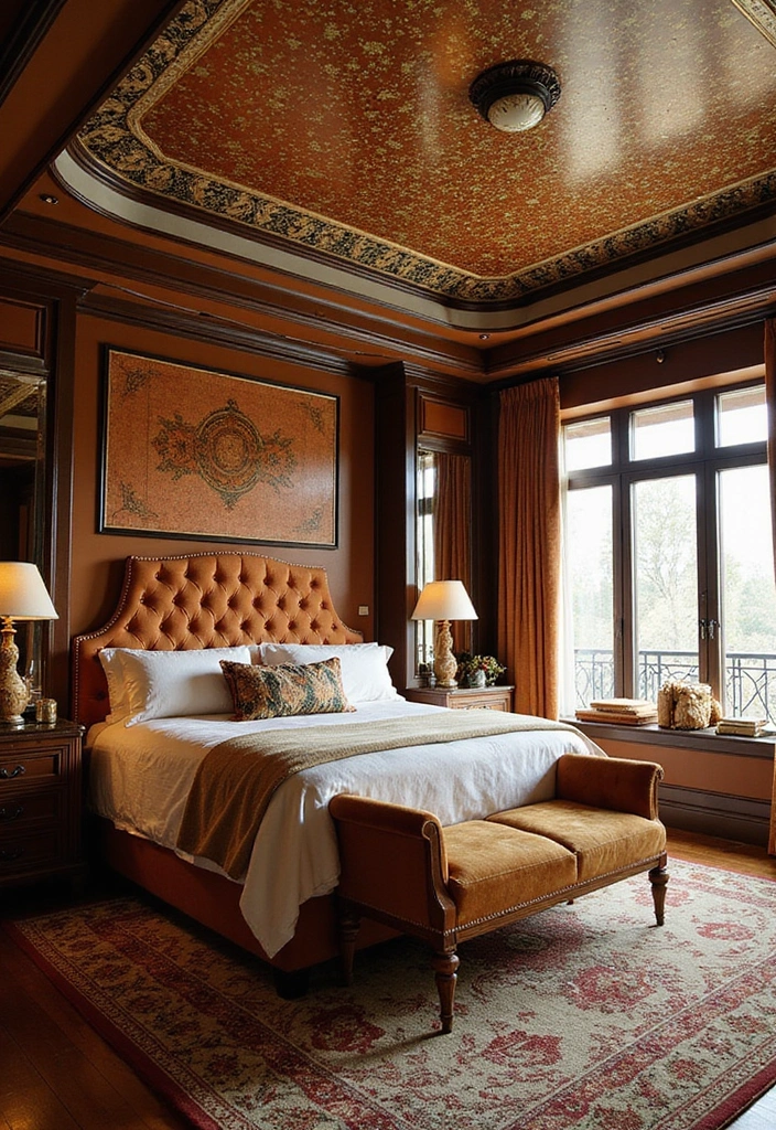27 Tray Ceiling Bedroom Ideas That Look Sophisticated - 23. Art Deco Inspiration