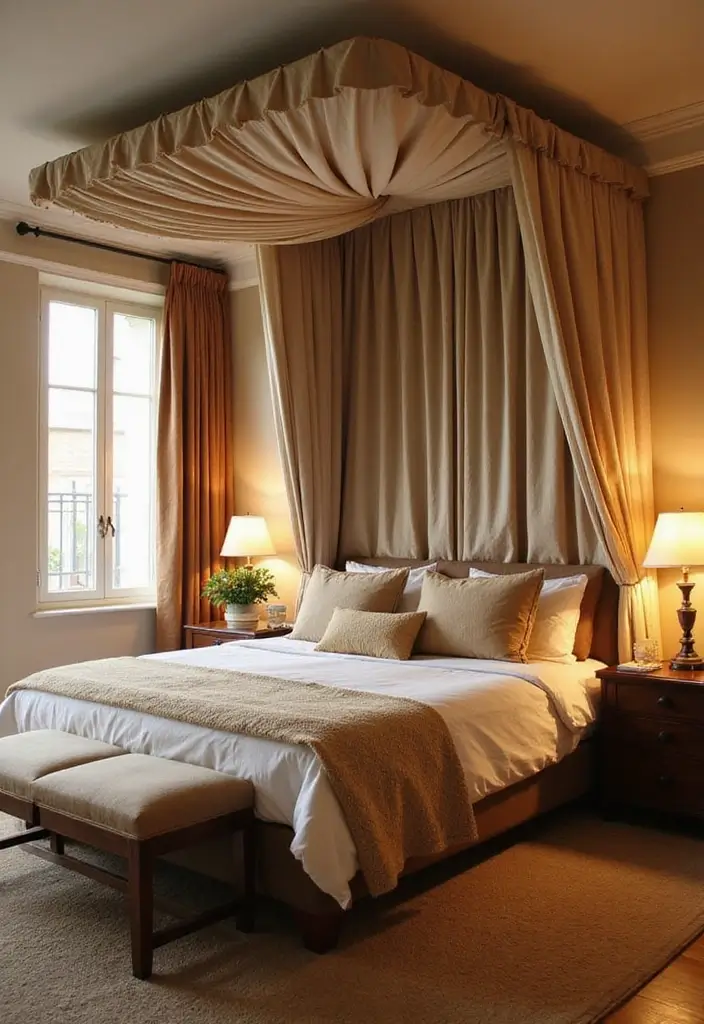 27 Tray Ceiling Bedroom Ideas That Look Sophisticated - 27. Cozy Canopy