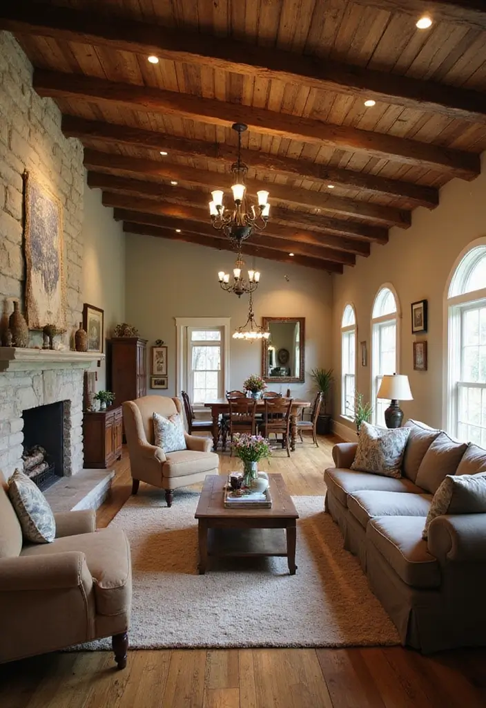27 Wooden False Ceiling Designs That Add Rustic Elegance - 1. Classic Beamed Ceiling
