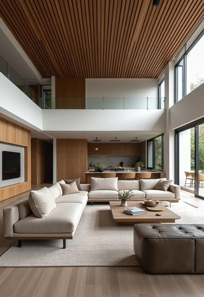 27 Wooden False Ceiling Designs That Add Rustic Elegance - 2. Slatted Wood Panels