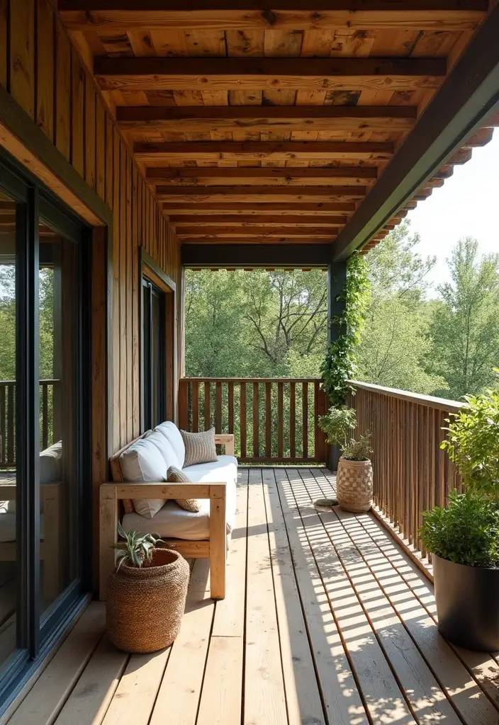 28 Balcony Ceiling Ideas That Complete Outdoor Spaces - 10. Rustic Pallet Ceiling