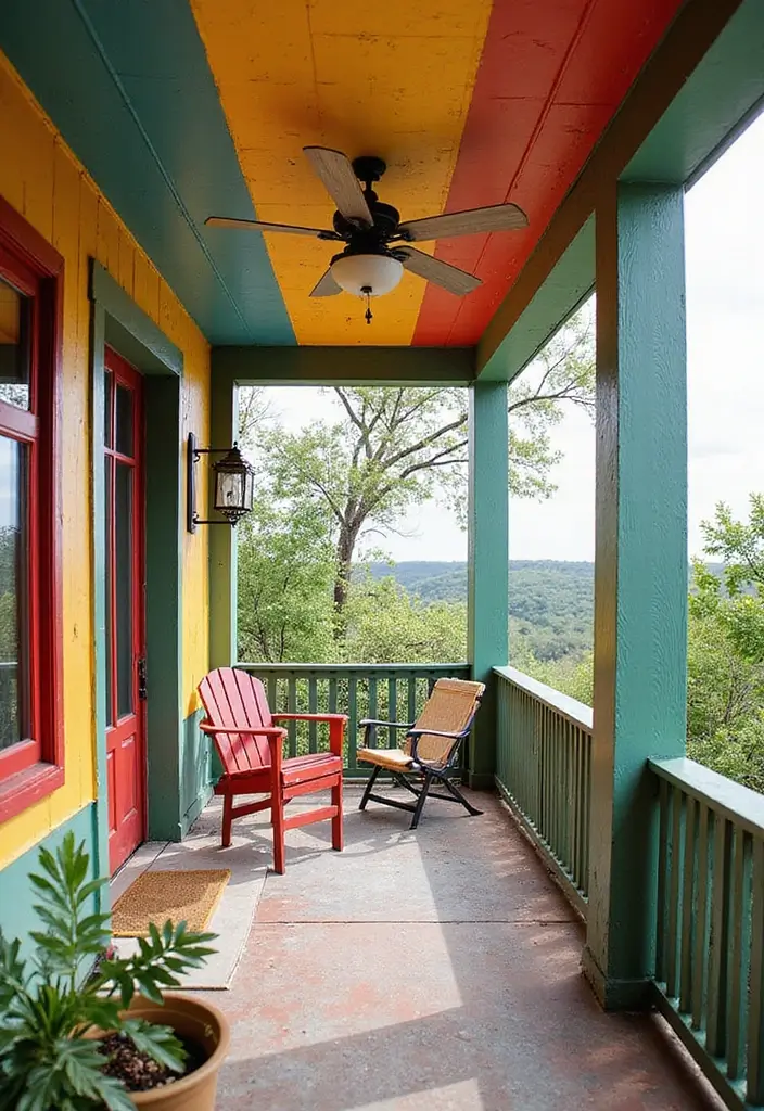 28 Balcony Ceiling Ideas That Complete Outdoor Spaces - 14. Colorful Outdoor Paints