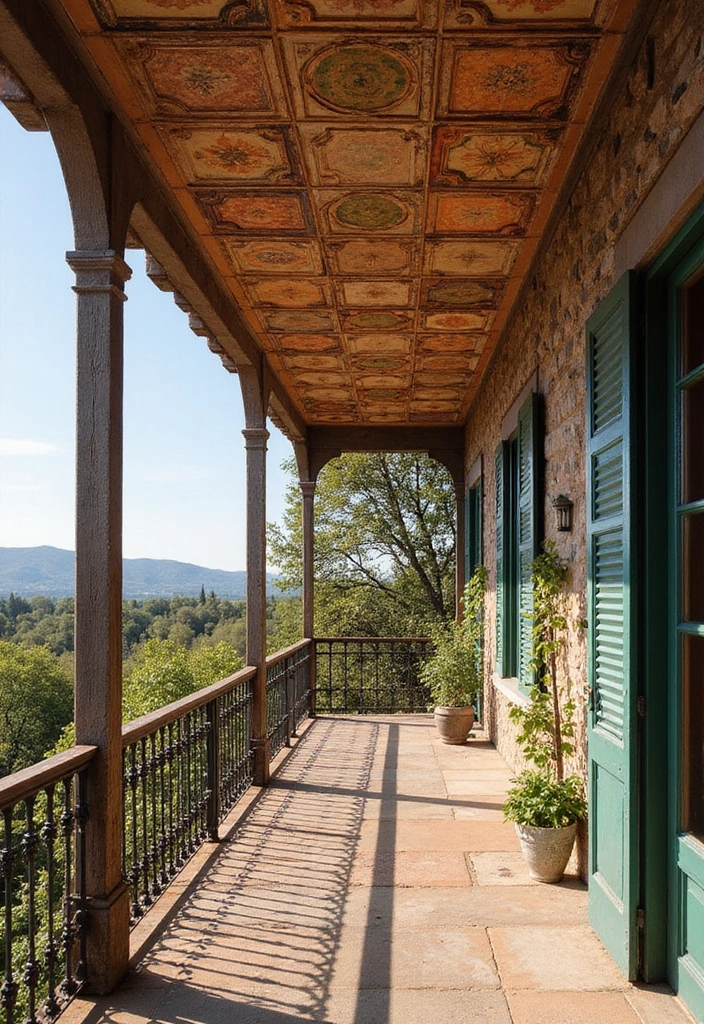 28 Balcony Ceiling Ideas That Complete Outdoor Spaces - 17. Vintage Ceiling Tiles