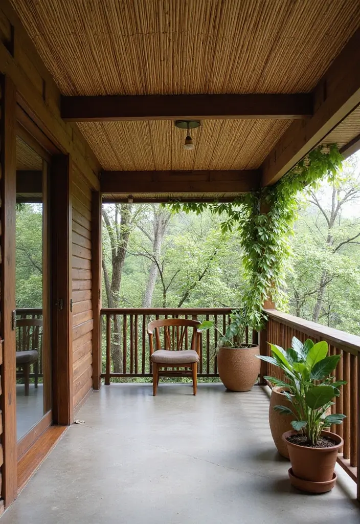 28 Balcony Ceiling Ideas That Complete Outdoor Spaces - 24. Eco-Friendly Bamboo Ceilings