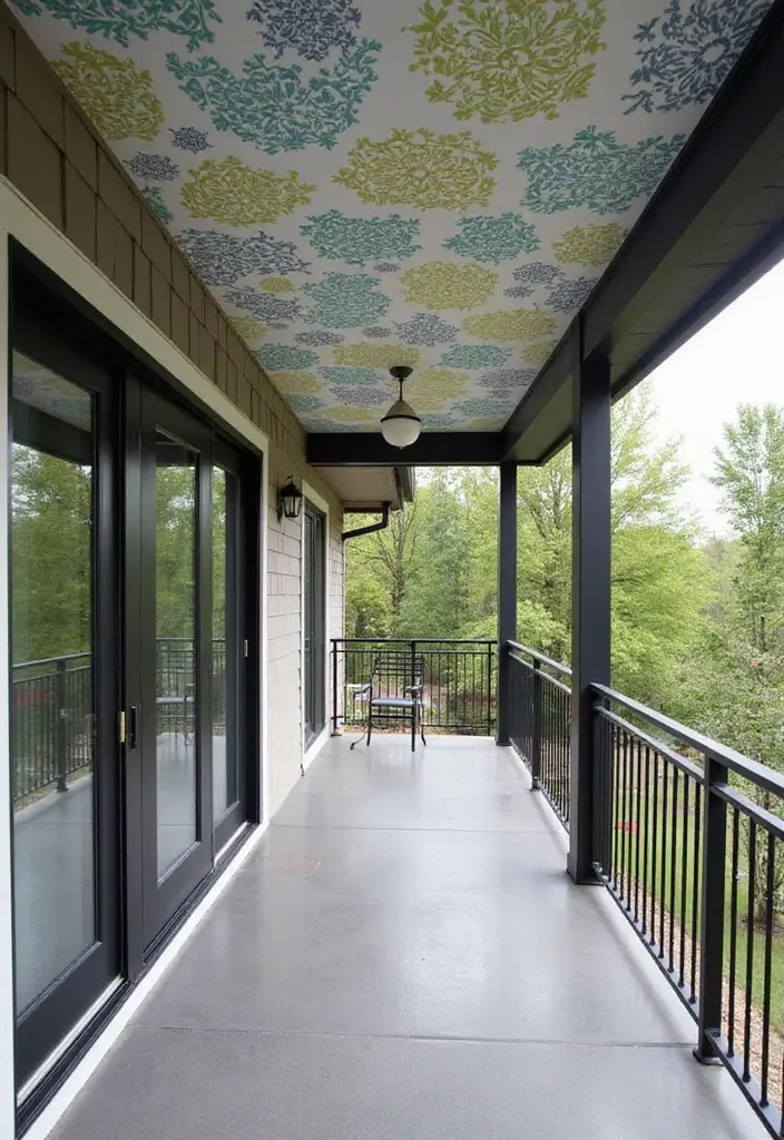 28 Balcony Ceiling Ideas That Complete Outdoor Spaces - 26. Creative Vinyl Wraps