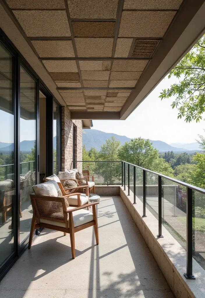 28 Balcony Ceiling Ideas That Complete Outdoor Spaces - 27. Textured Acoustic Ceiling Tiles