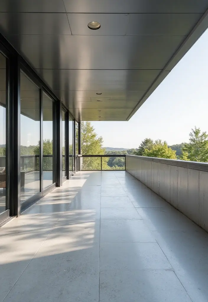 28 Balcony Ceiling Ideas That Complete Outdoor Spaces - 3. Modern Metal Panels