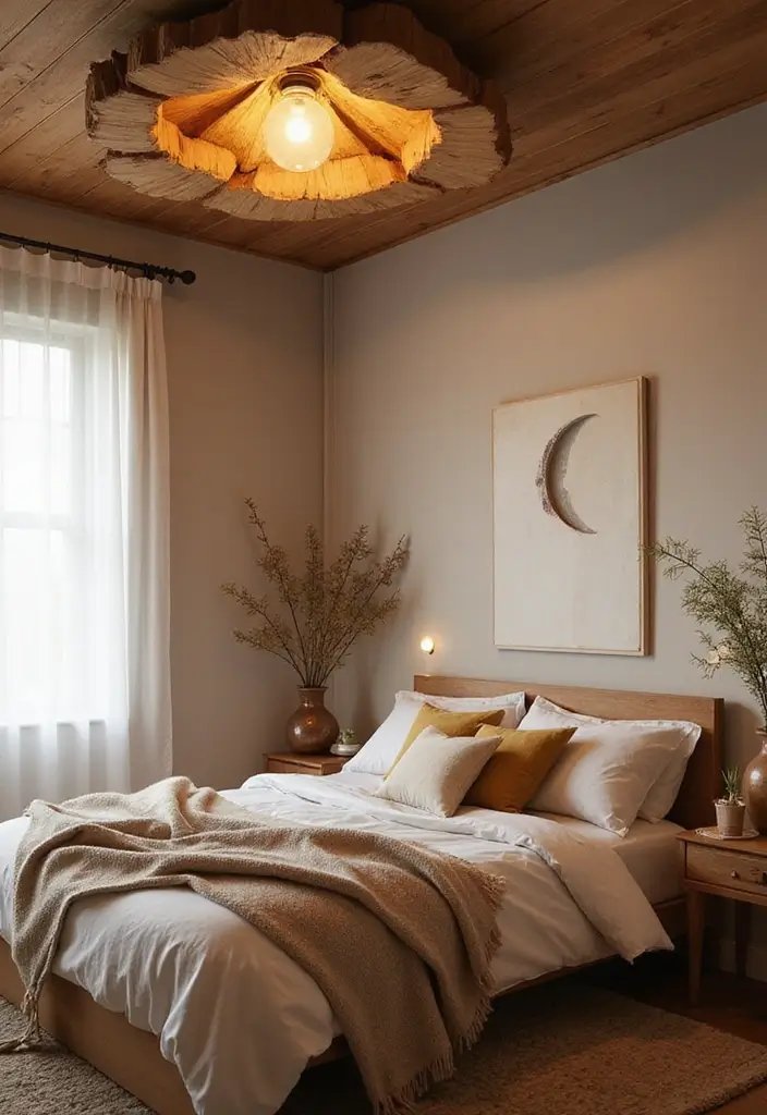 28 Bedroom Ceiling Lighting Ideas That Feel Magical 10 28 Bedroom Ceiling Lighting Ideas That Feel Magical 10. Nature Inspired Wooden Fixtures