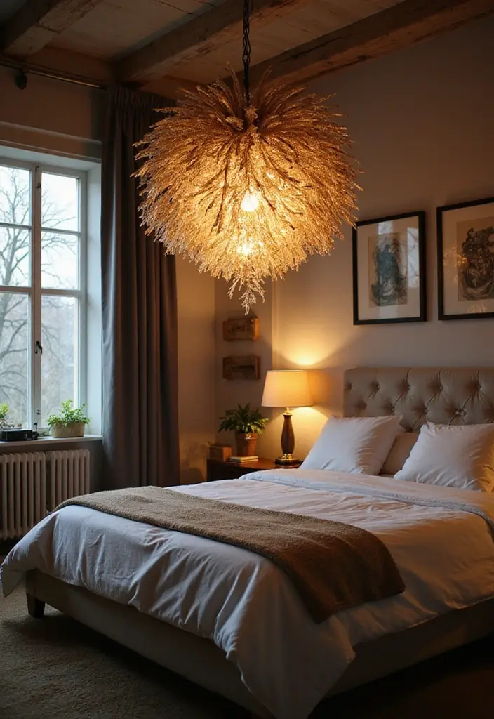 28 Bedroom Ceiling Lighting Ideas That Feel Magical 11 28 Bedroom Ceiling Lighting Ideas That Feel Magical 11. Artistic Hanging Sculptures