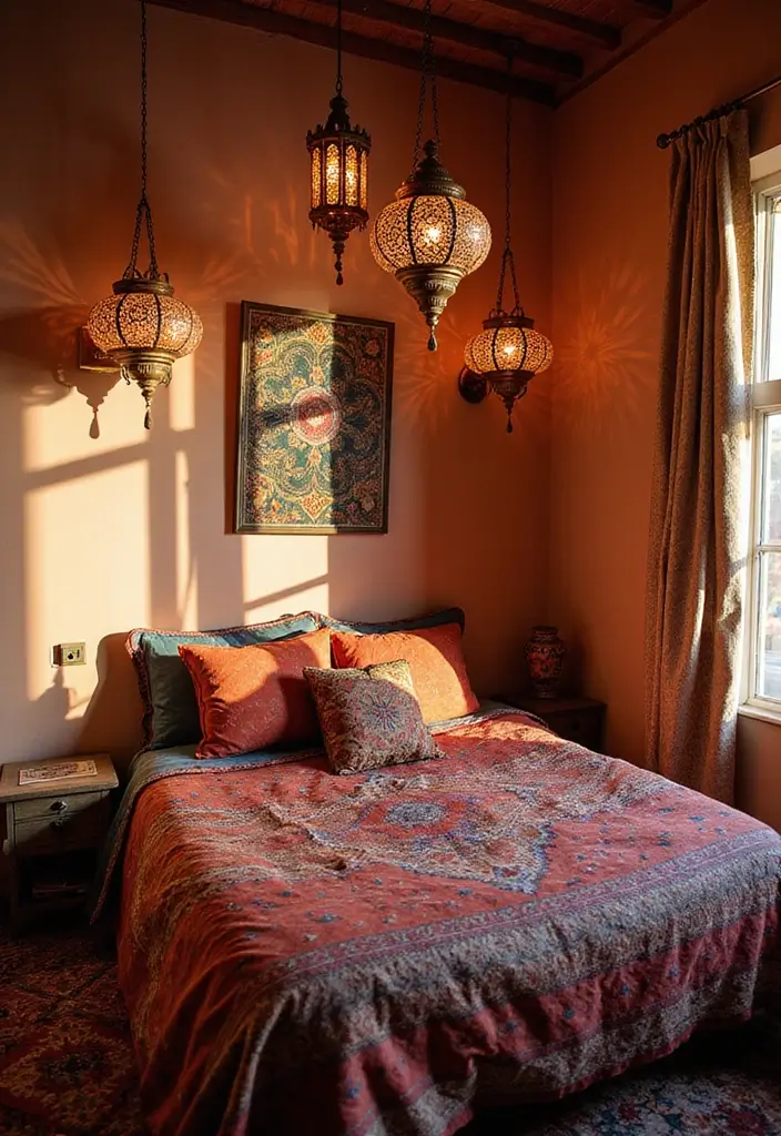 28 Bedroom Ceiling Lighting Ideas That Feel Magical 12 28 Bedroom Ceiling Lighting Ideas That Feel Magical 12. Moroccan Lanterns for Exotic Charm