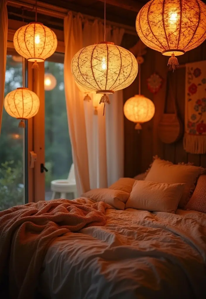 28 Bedroom Ceiling Lighting Ideas That Feel Magical 16 28 Bedroom Ceiling Lighting Ideas That Feel Magical 16. Soft Paper Lanterns