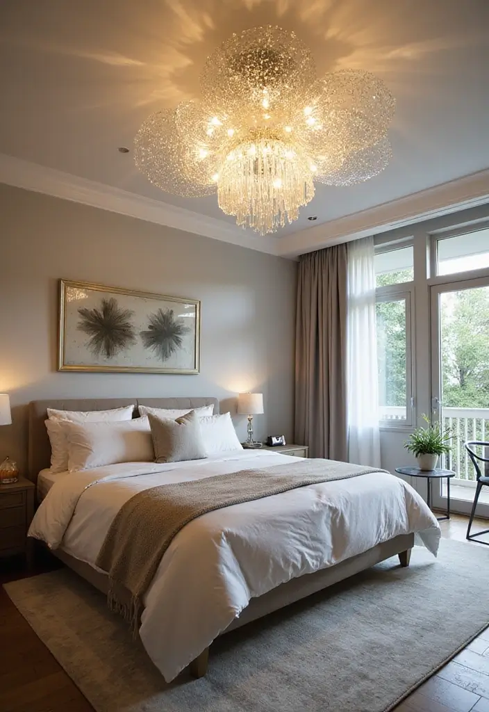 28 Bedroom Ceiling Lighting Ideas That Feel Magical 17 28 Bedroom Ceiling Lighting Ideas That Feel Magical 17. Sculptural Glass Fixtures