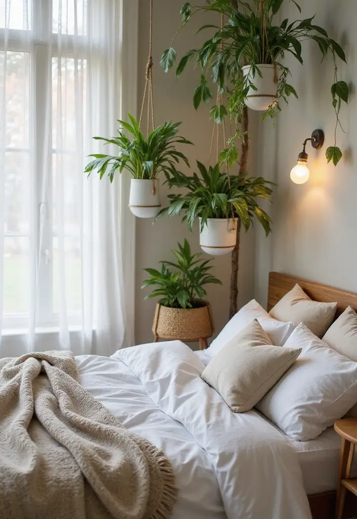 28 Bedroom Ceiling Lighting Ideas That Feel Magical 19 28 Bedroom Ceiling Lighting Ideas That Feel Magical 19. Nature Inspired Hanging Planters
