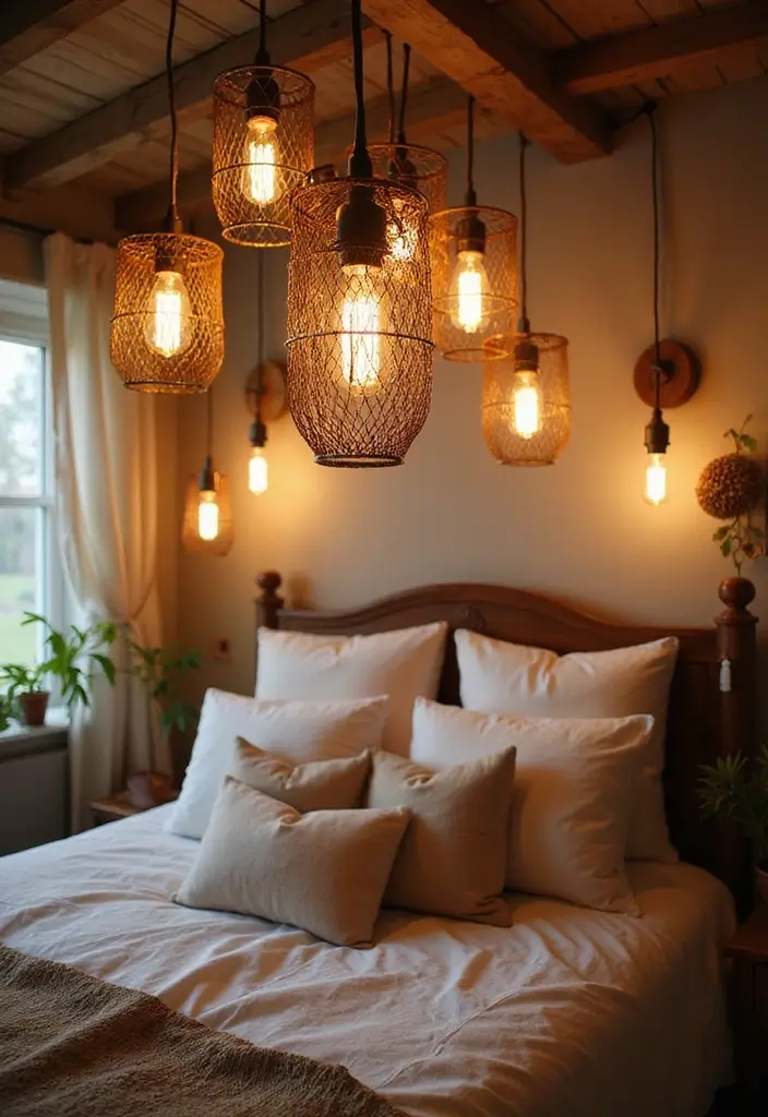 28 Bedroom Ceiling Lighting Ideas That Feel Magical 21 28 Bedroom Ceiling Lighting Ideas That Feel Magical 21. Vintage Wire Basket Lights