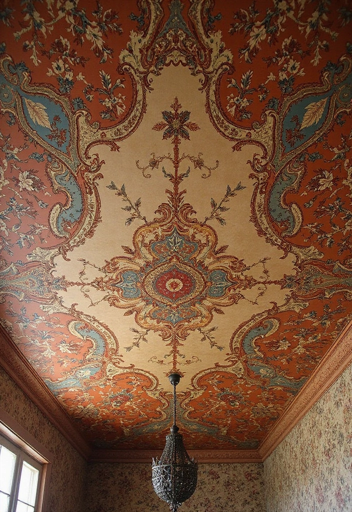 28 Ceiling Wallpaper Inspirations That Add Drama - 12. Vintage Tapestries
