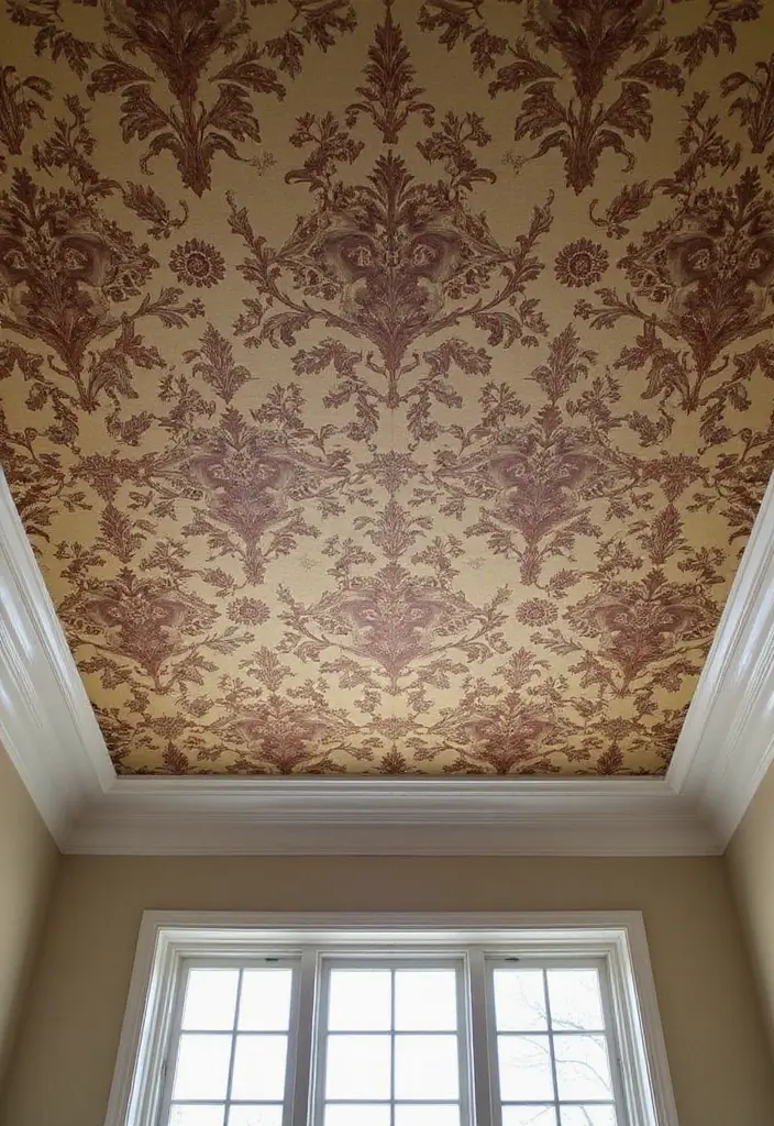 28 Ceiling Wallpaper Inspirations That Add Drama - 15. Classic Damask