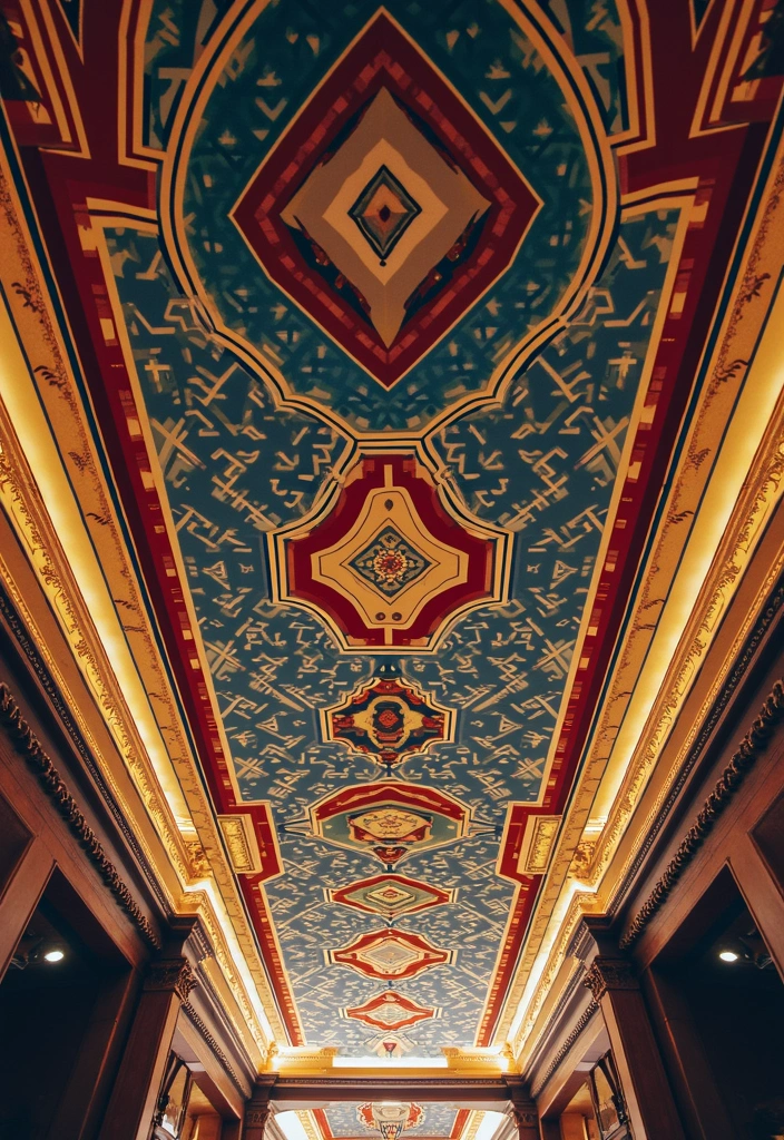 28 Ceiling Wallpaper Inspirations That Add Drama - 2. Geometric Glam