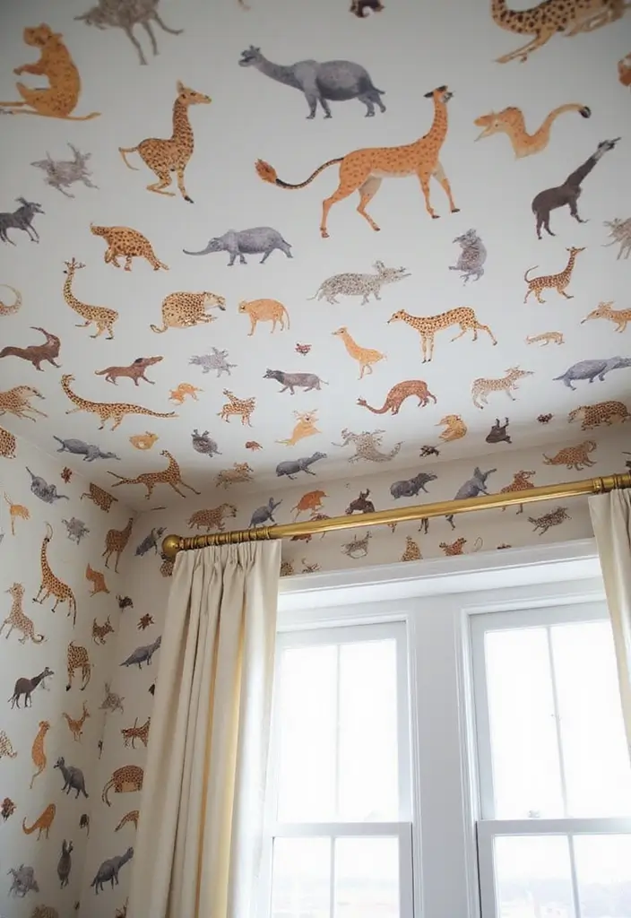 28 Ceiling Wallpaper Inspirations That Add Drama - 22. Playful Animal Prints