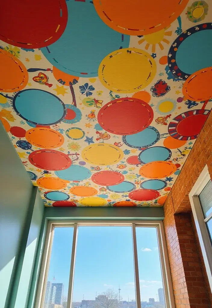 28 Ceiling Wallpaper Inspirations That Add Drama - 27. Retro Patterns