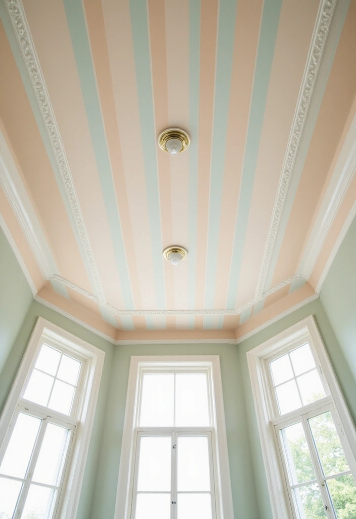 28 Ceiling Wallpaper Inspirations That Add Drama - 3. Classic Stripes
