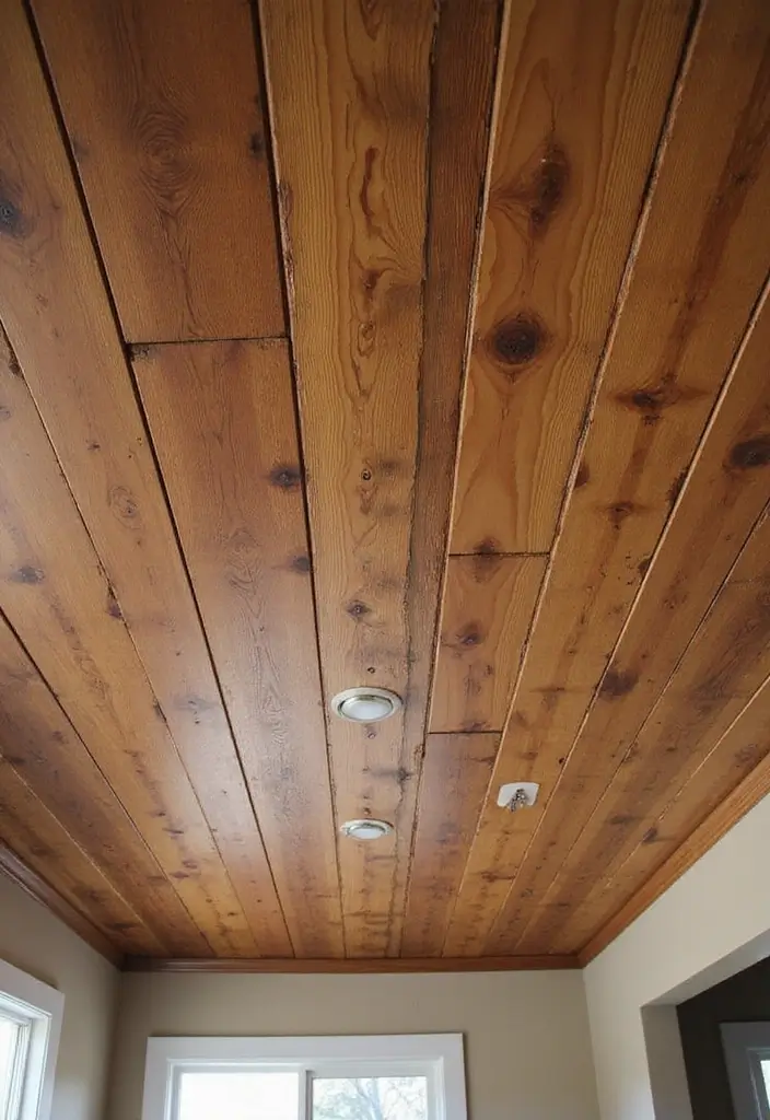 28 Ceiling Wallpaper Inspirations That Add Drama - 9. Rustic Wood Panels