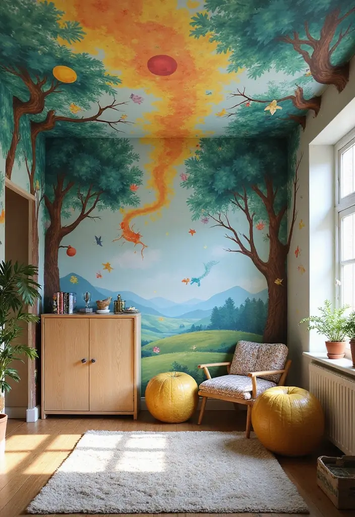 28 Cool Ceiling Ideas That Make Rooms Look Expensive - 13. Artistic Murals on the Ceiling