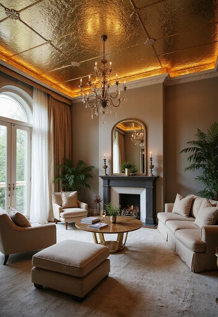 28 Cool Ceiling Ideas That Make Rooms Look Expensive - 16. Metallic Foil Ceilings