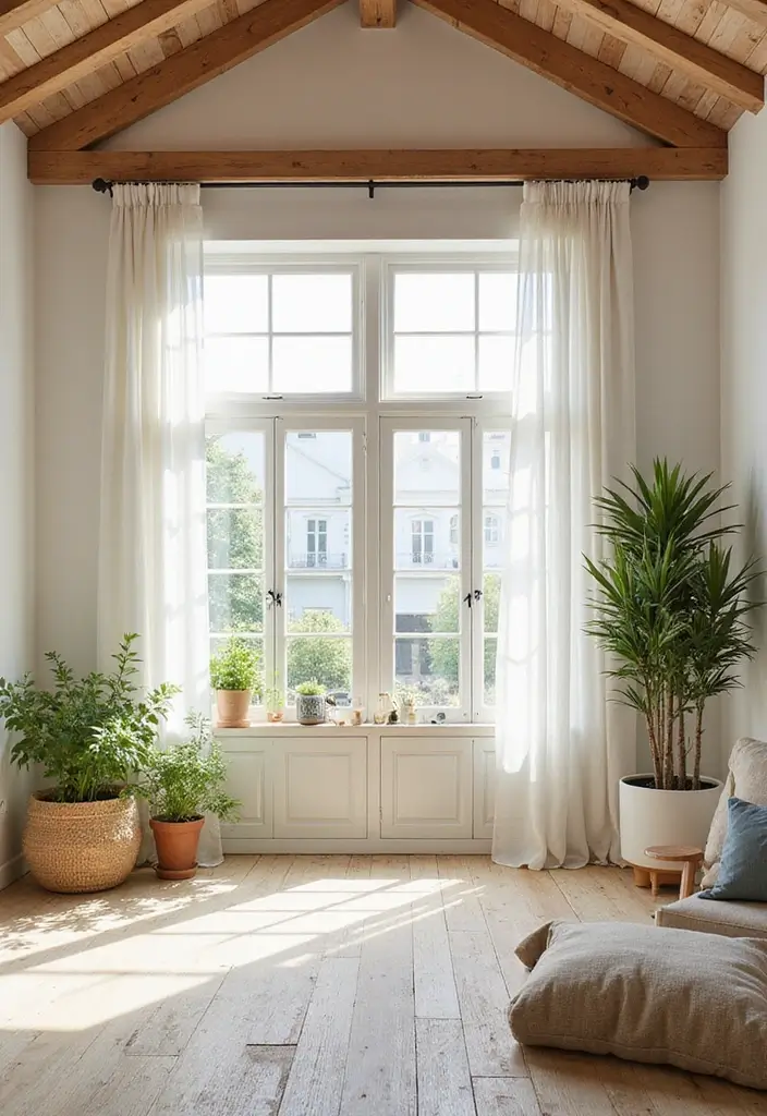 28 Cool Ceiling Ideas That Make Rooms Look Expensive - 24. Open Beamed Ceilings with Natural Light