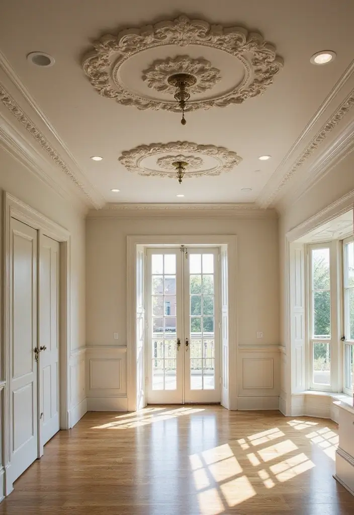 28 Cool Ceiling Ideas That Make Rooms Look Expensive - 27. Decorative Ceiling Medallions