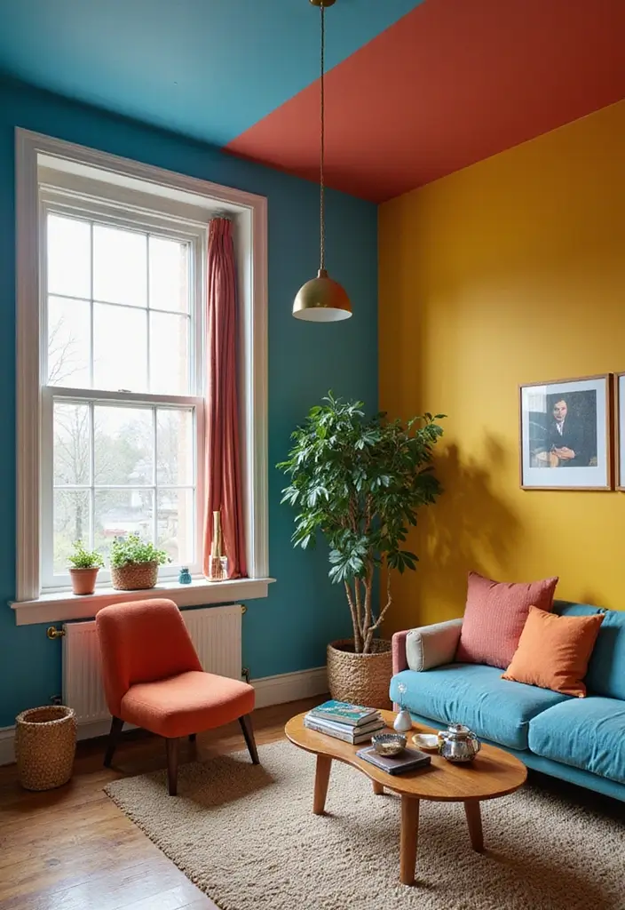 28 Cool Ceiling Ideas That Make Rooms Look Expensive - 7. Vibrant Painted Ceilings