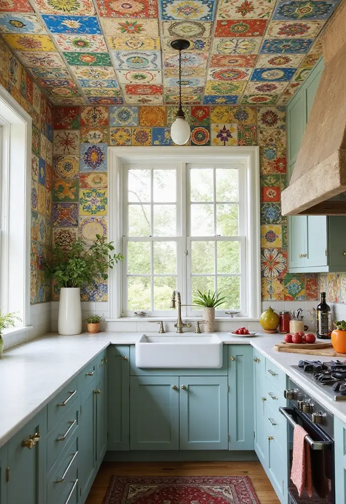 28 False Ceiling Designs That Work in Every Room - 10. Colorful Tile Ceilings
