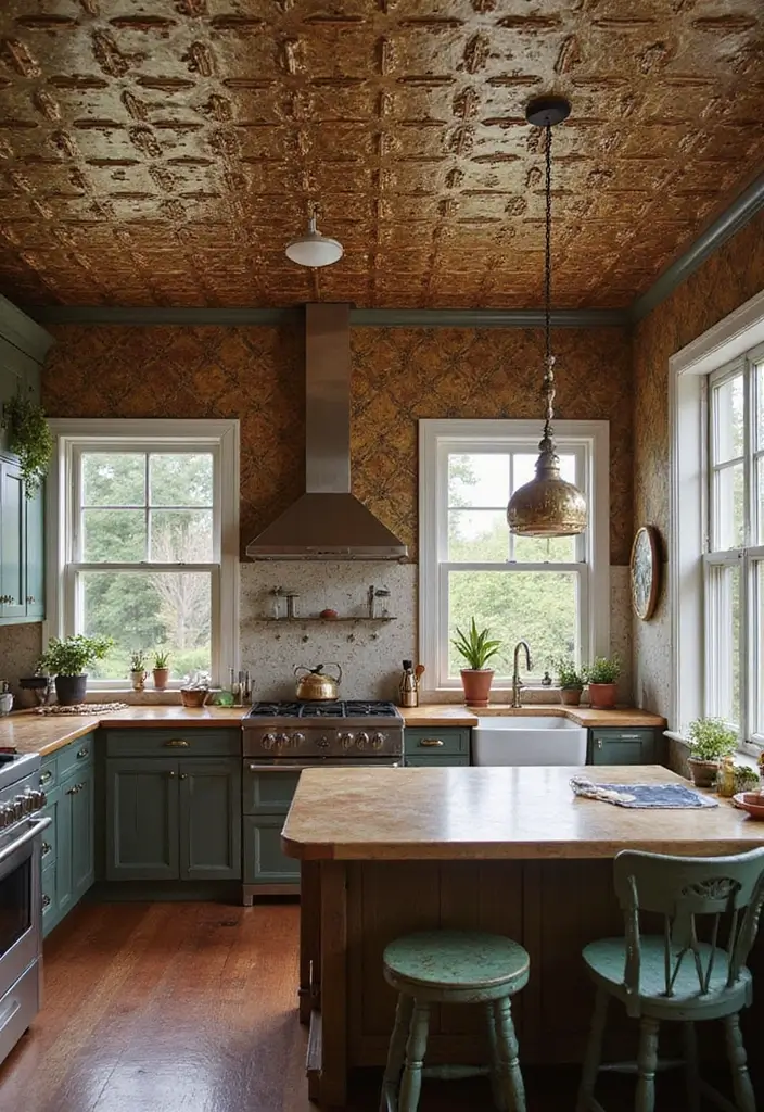 28 False Ceiling Designs That Work in Every Room - 16. Vintage Tin Ceiling Tiles