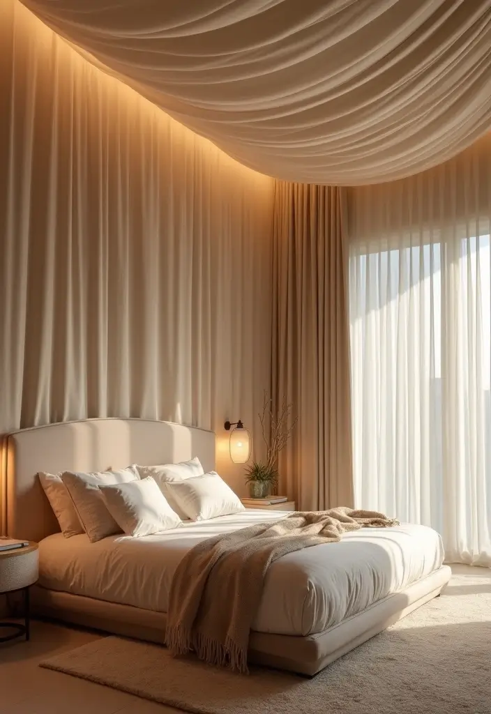 28 False Ceiling Designs That Work in Every Room - 4. Textured Fabric Ceilings