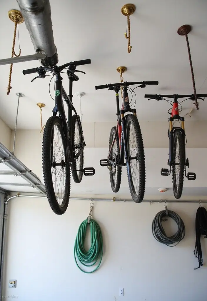 28 Garage Ceiling Ideas That Add Storage and Function - 10. Ceiling Hooks