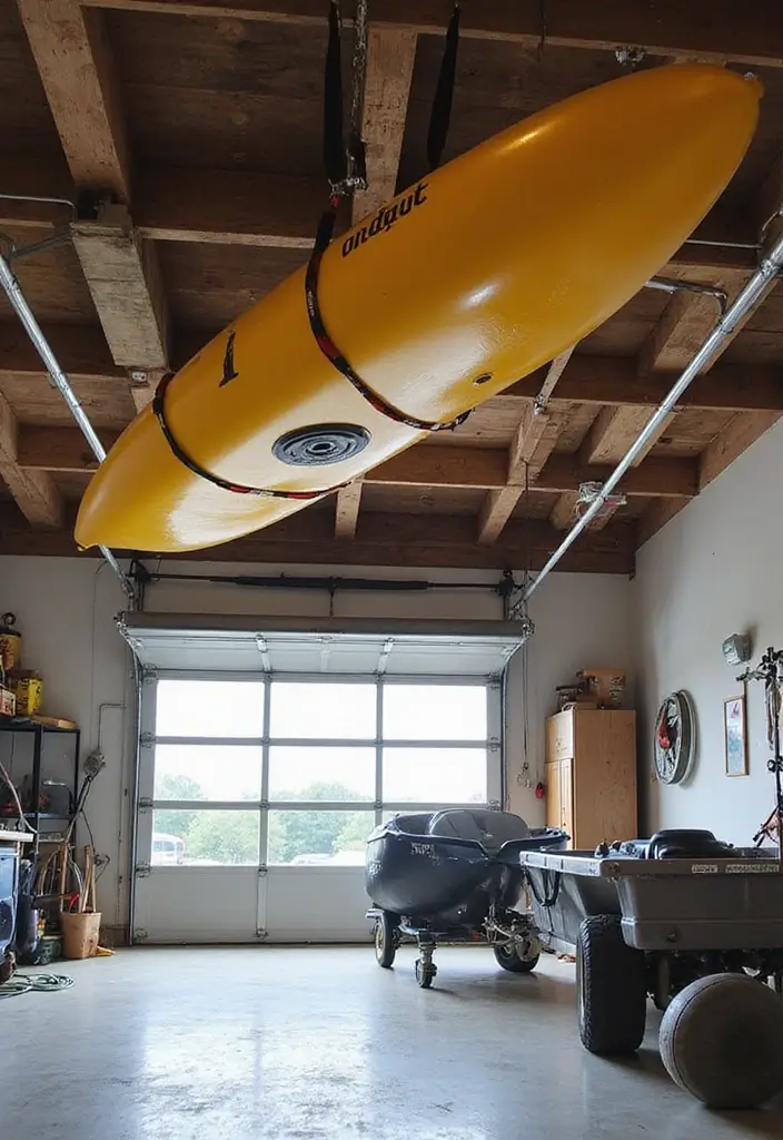 28 Garage Ceiling Ideas That Add Storage and Function - 17. Ceiling-Mounted Pulley Systems