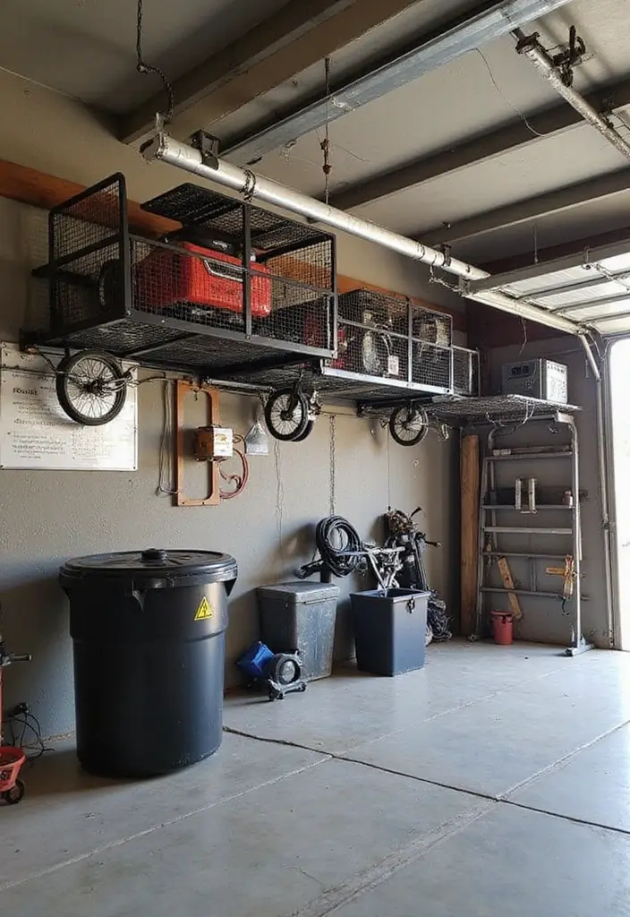 28 Garage Ceiling Ideas That Add Storage and Function - 19. Ceiling-Mounted Storage Cages