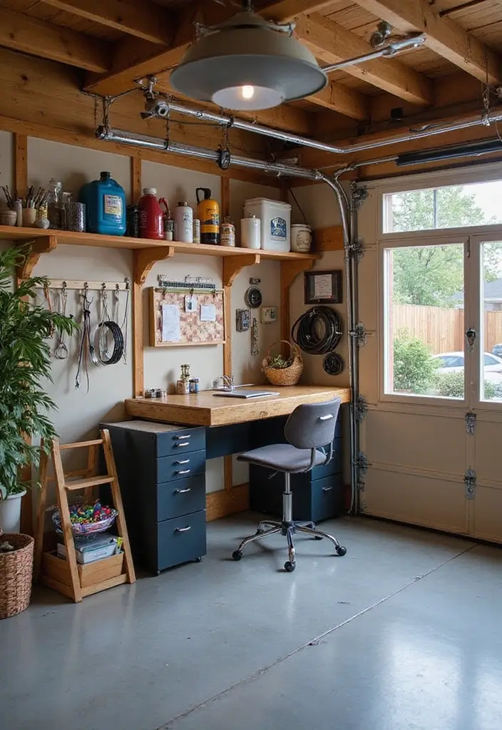 28 Garage Ceiling Ideas That Add Storage and Function - 22. Ceiling-Mounted Desks