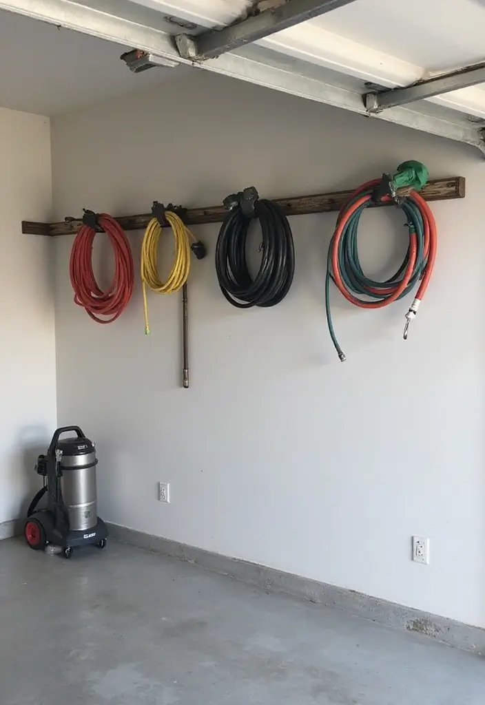 28 Garage Ceiling Ideas That Add Storage and Function - 25. Ceiling-Mounted Vacuum and Hose Storage