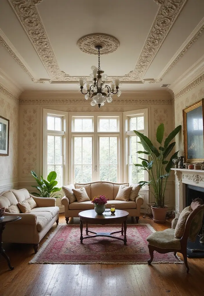 28 Living Room POP Ceiling Designs That Feel Modern and Bright - 11. Vintage Styles