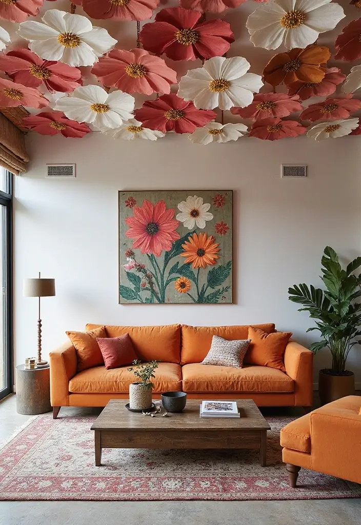 28 Living Room POP Ceiling Designs That Feel Modern and Bright - 12. Modern Floral Designs